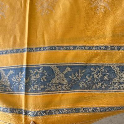 Vintage Blue & Yellow Bird Patterned Table Cloth YD#022-0076