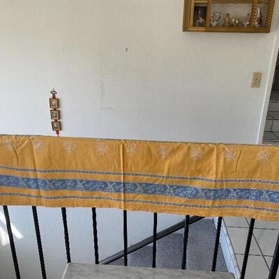 Vintage Blue & Yellow Bird Patterned Table Cloth YD#022-0076