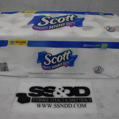 Scott 1000 Sheets Per Roll Toilet Paper, 20 Rolls - New