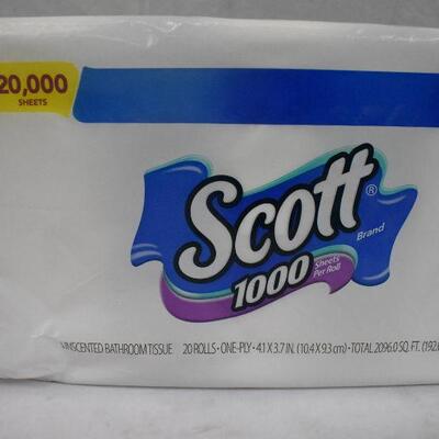Scott 1000 Sheets Per Roll Toilet Paper, 20 Rolls - New