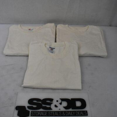 3 Cotton T-shirts, Cream Colored, Adult Size Medium - New