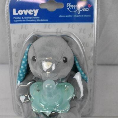 Dr Browns Lovey Pacifier Teether Holder, 0-12m, Elephant With Blue Paci - New