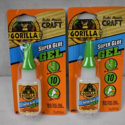 2 Bottles Gorilla Super Glue Gel - New