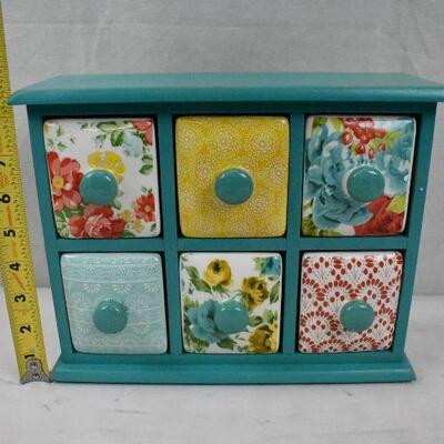 The Pioneer Woman Vintage Floral 6-Drawer Spice & Tea Box - New