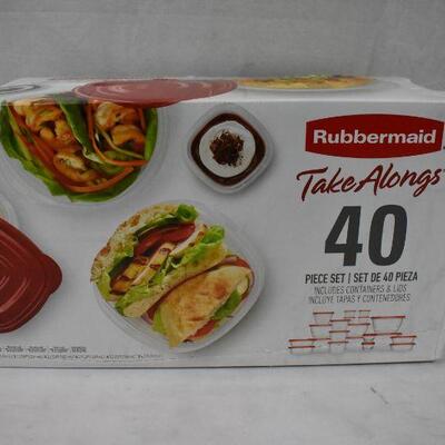 Rubbermaid, TakeAlongs, Food Storage Containers, Red 40 pc Set. Open Box - New