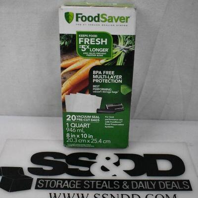 Food Saver Quart Size Bags, Qty 20. Open Box, Complete - New