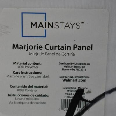 Qty 2 Mainstays Marjorie Sheer Voile Curtain Panels, White 59
