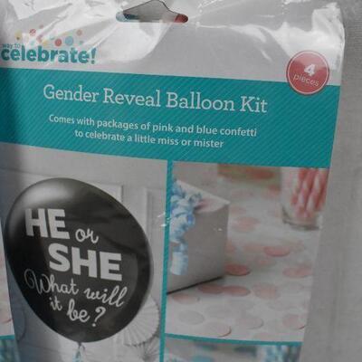 Qty 4 Way to Celebrate Gender Reveal Balloon Kits - New