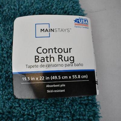 2 pack Mainstays Basic Bath Rug Set. Rectangle & Contour, Turquoise - New