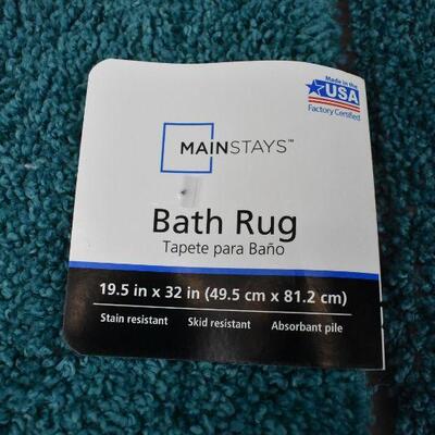 2 pack Mainstays Basic Bath Rug Set. Rectangle & Contour, Turquoise - New