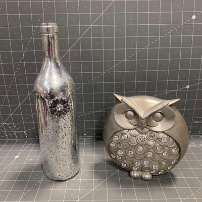 #372 Silver Owl & Bottle