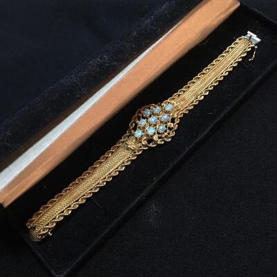 Vintage 14k Gold Rope Bracelet with 9 Fire Opals 7â€ Long