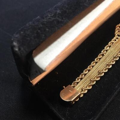 Vintage 14k Gold Rope Bracelet with 9 Fire Opals 7” Long