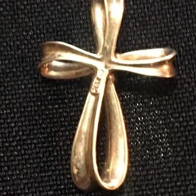 14k Gold Cross with Diamonds 1â€ high