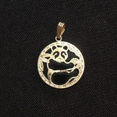 14k Gold Panda Pendant with Black Onyx 3/4â€