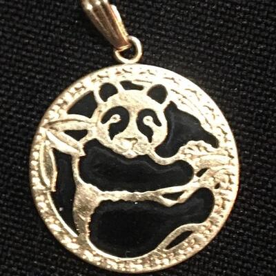 14k Gold Panda Pendant with Black Onyx 3/4â€