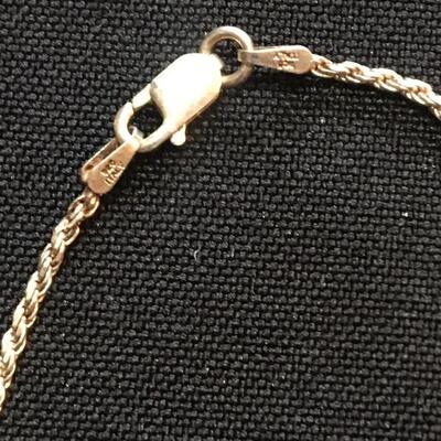 Sterling .925 Pendant and 14â€ Rope Chain with Unknown Stone