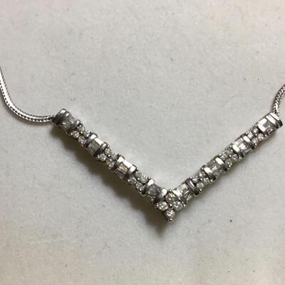 14K White Gold and Diamond 2 CTW Necklace 18”.