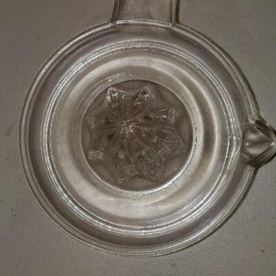 2 Vintage clear glass juicers (item #58)