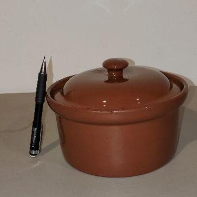 Vintage Brown Crock Pottery with Lid (item #59)