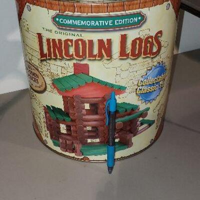 Commemorative Edition Lincoln Logs with Large Metal Tin Container (item #71) 