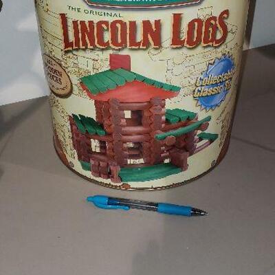 Commemorative Edition Lincoln Logs with Large Metal Tin Container (item #71) 