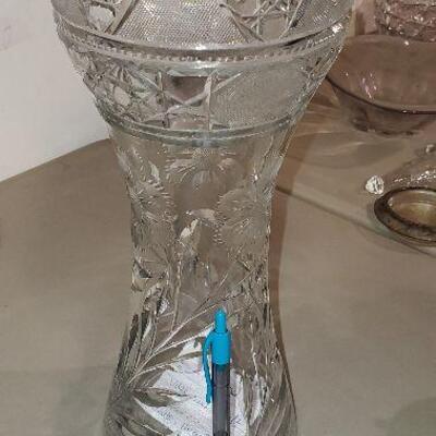 Vintage Clear Glass Tall Vase (item #75)