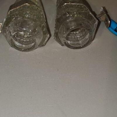 2 Vintage Clear Glass Wall Vase Vases with Metal Wall Hooks for Hanging (item #76)