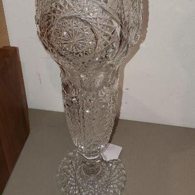 Vintage Tall Crystal Cut Glass Vase (item #92)