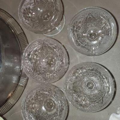 5 Vintage Depression Glass Clear Sherberts (item #96)