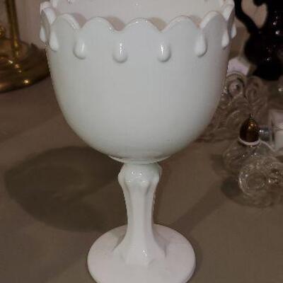 Vintage Milk Glass Compote Pedestal Bowl (item #99)