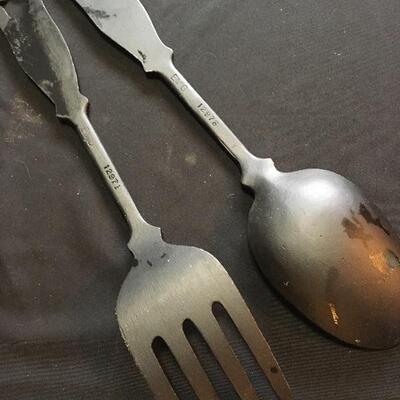 Vintage Metal Large Decorative Fork and Spoon 19â€ Long