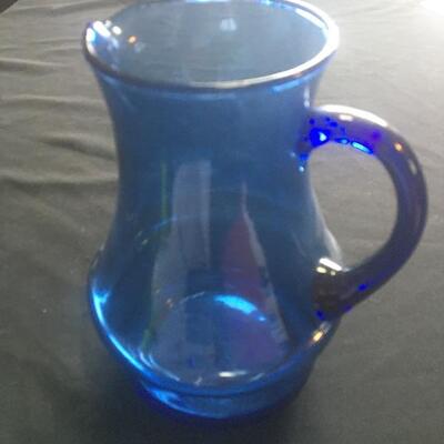 Cobalt Glass Pitcher and Mugs Set with 6pcs