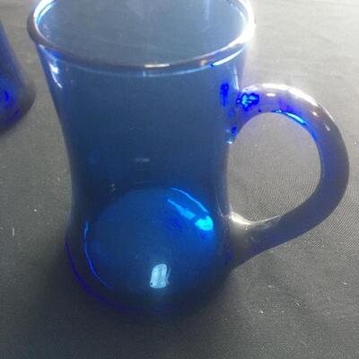 Cobalt Glass Pitcher and Mugs Set with 6pcs