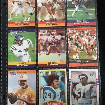 3 Sheets of NFL Vintage Football Cards