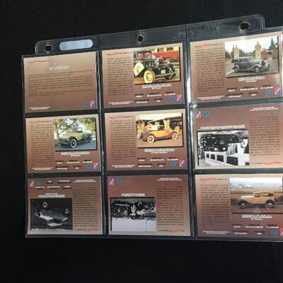 5 Sheets of Vintage Collectible Car Cards 