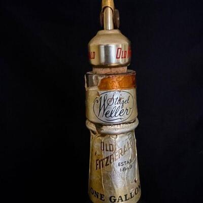 HUGE VINTAGE â€œOLD FITZGERALDâ€ WELLER BOURBON BOTTLE & CRADLE