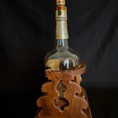 HUGE VINTAGE â€œOLD FITZGERALDâ€ WELLER BOURBON BOTTLE & CRADLE