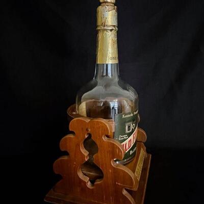 HUGE VINTAGE â€œOLD FITZGERALDâ€ WELLER BOURBON BOTTLE & CRADLE