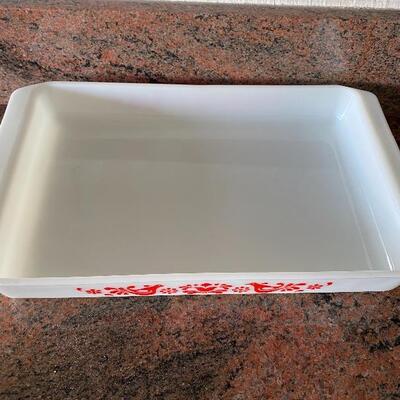Pyrex Friendship Red Bird Lasagna Milk Glass Baking Pan 933  13.5x8.75x1.75 YD#022-0060