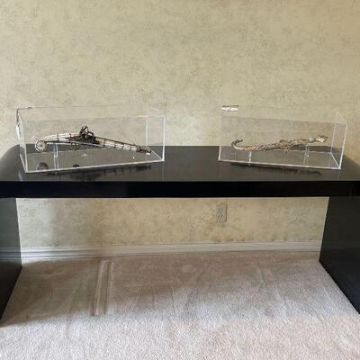 Black Enameled Modern Waterfall Console Table in the Style of Carl Springer