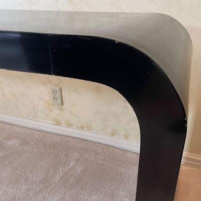 Black Enameled Modern Waterfall Console Table in the Style of Carl Springer