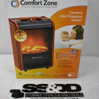 Comfort Zone 120 VAC Mini Portable Electric Fireplace Heater, Red. Heat works