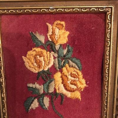 TWO small pictures with needlepoint 
