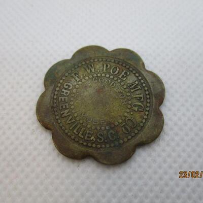 Lot 56 - F.W. Poe Manufacturing Co. Greenville SC Token