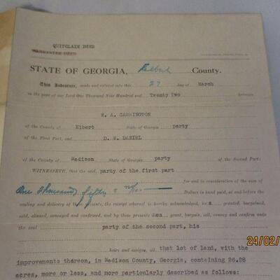 Lot 68 - 1922 Quit Claim Deed from Georgia
