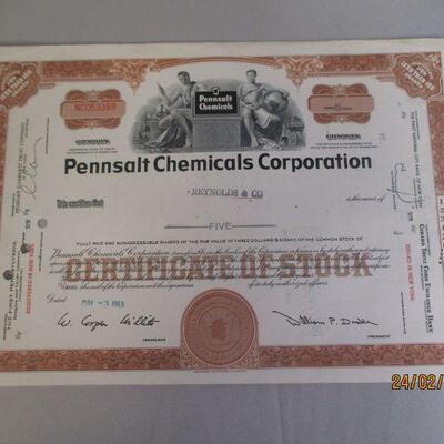 Lot 73 - Pennsalt Chemicals Corp Stock Certificate