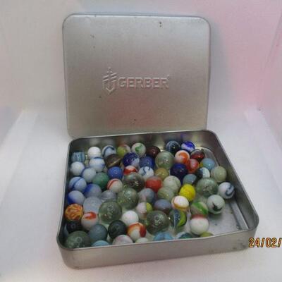 Lot 88 - Gerber Metal Box of Marbles