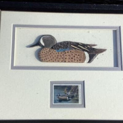 271 Pair of Framed Ducks Unlimited Duck Decoy and Stamp 