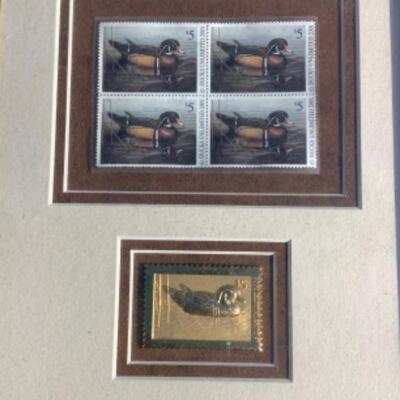 272 Pair of Framed Ducks unlimited Stamp and Gold Piece Sets 